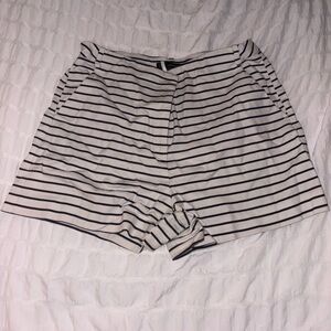 Zara Black and White Striped Women's Shorts